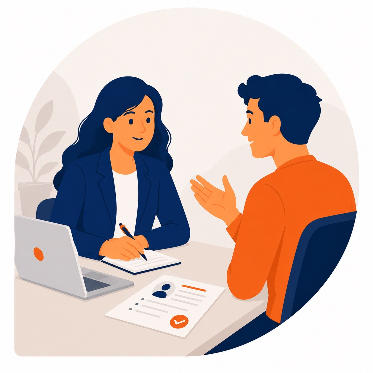 Recruiter voert een persoonlijk gesprek met kandidaat