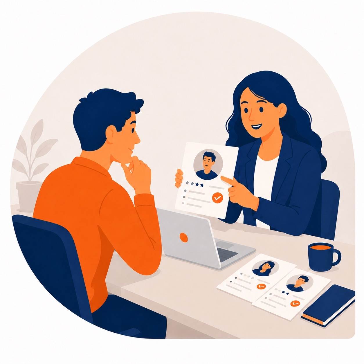 Recruiter bespreekt kandidaatprofiel met werkgever